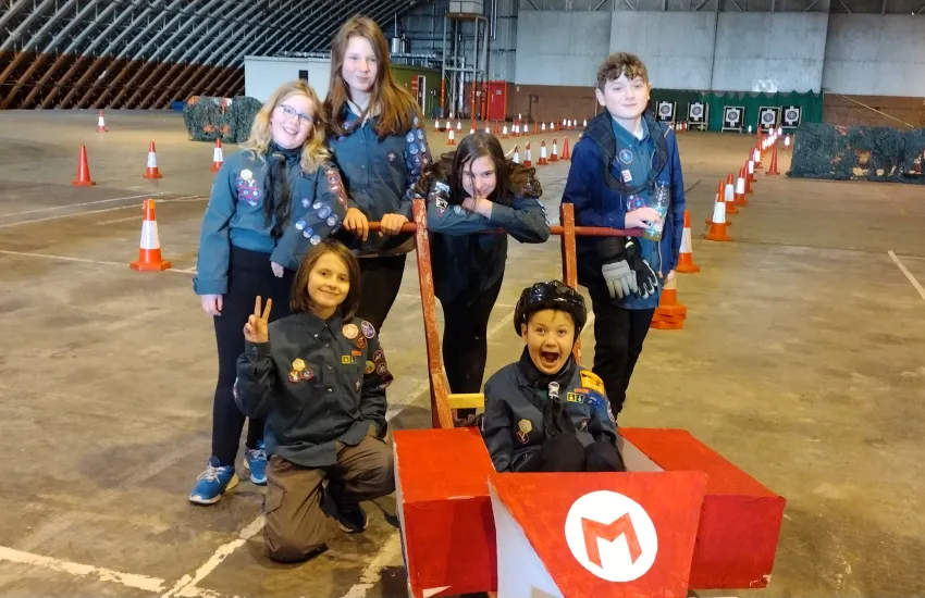Scouts with their kart
