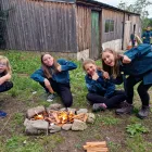 Scouts at a campfire