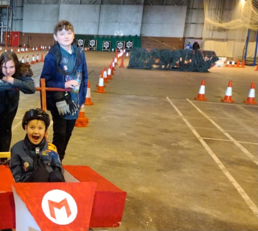 Scouts with their kart