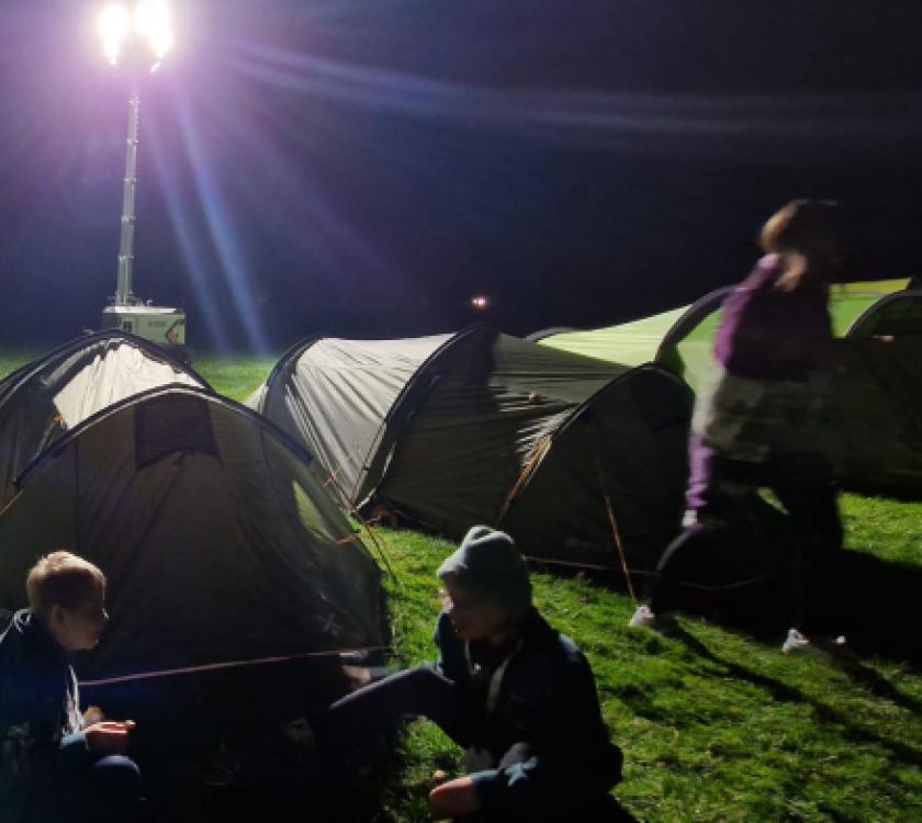 Tents at night at Adventure camp