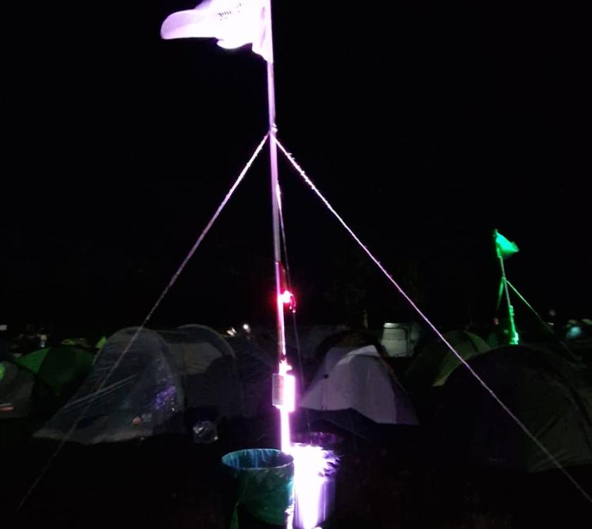 flag pole at night