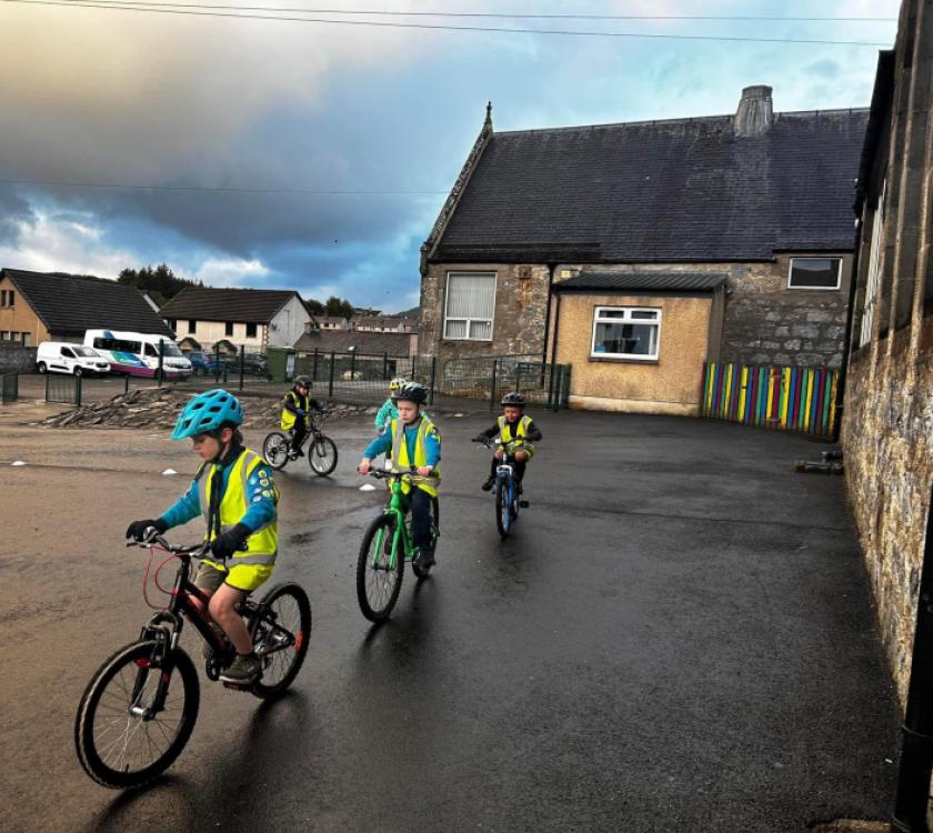 Young people on bikes