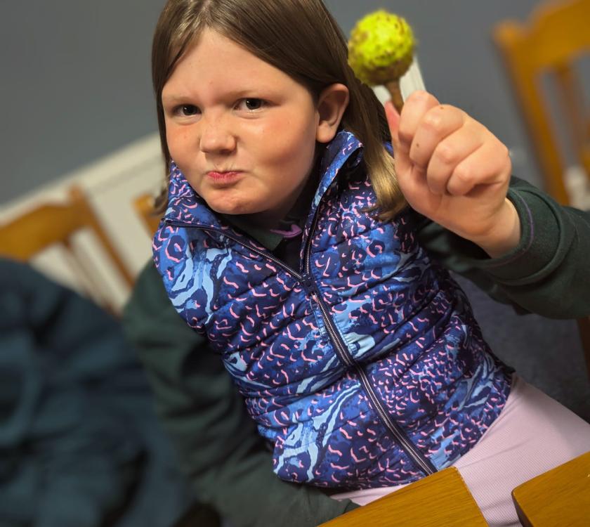 a cub with her conker