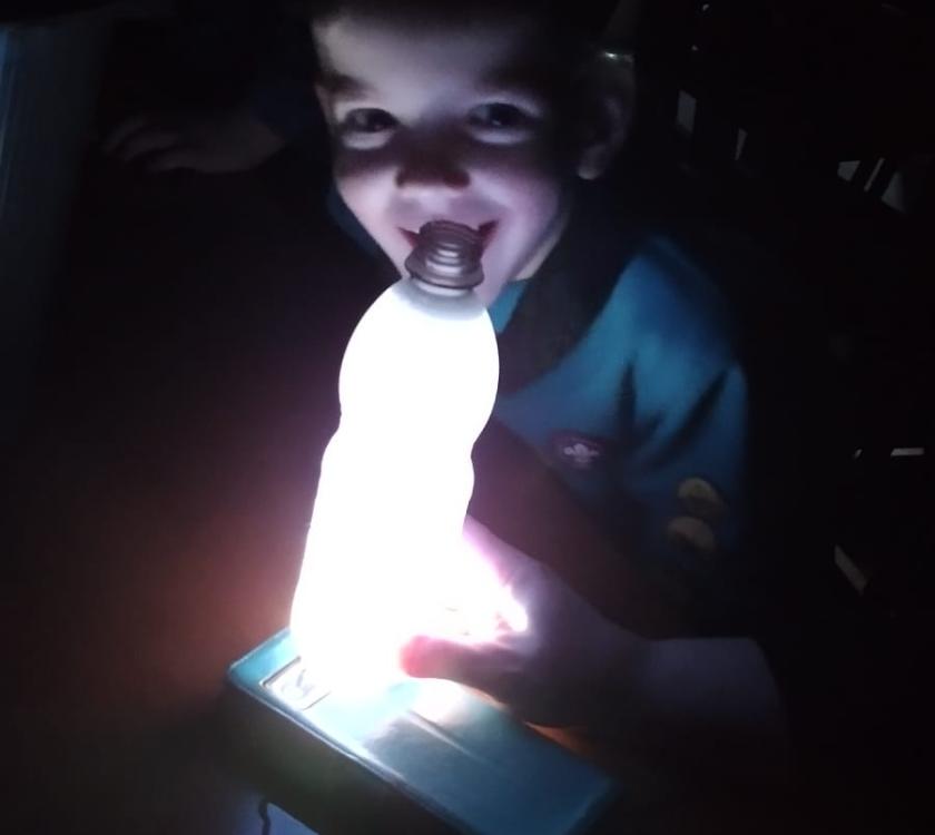 a beaver with a home made lava lamp
